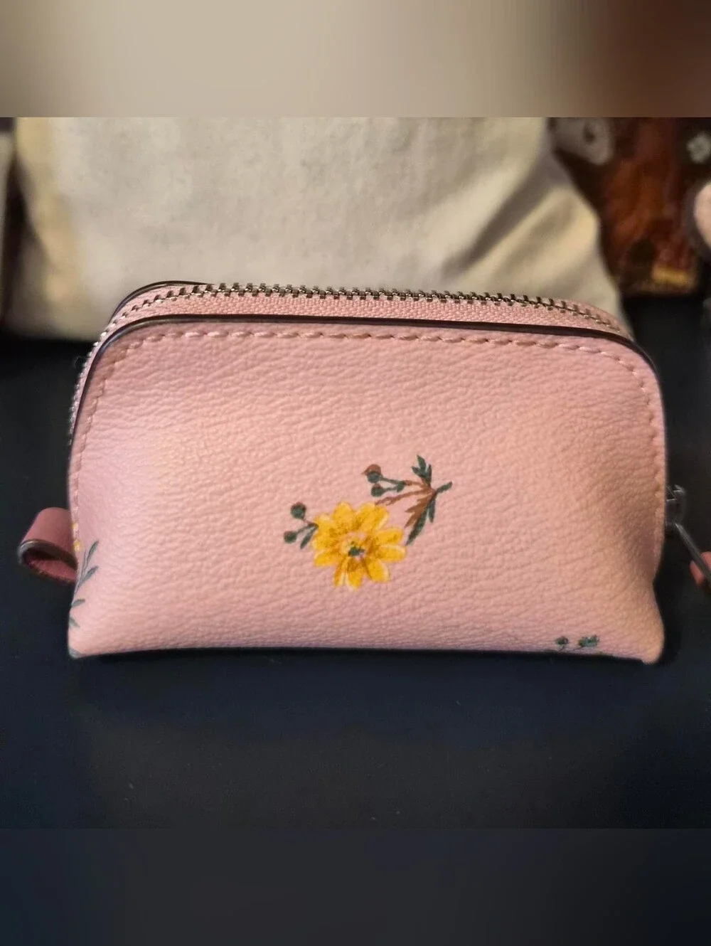 Coach Small Pink Floral Cosmetic Pouch - Picture 2 of 6